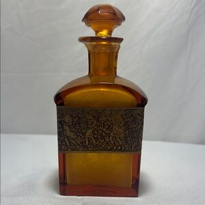 Moser Signed Art Nouveau Amber Glass Decorative Bottle